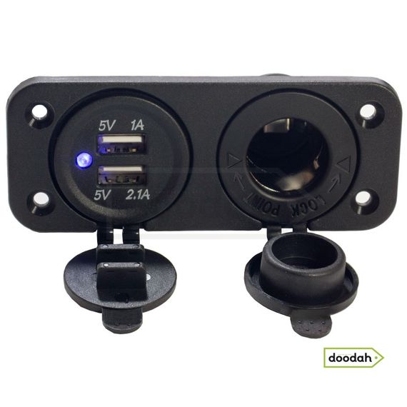 Авто / Мото USB зарядний пристрій Recessed Twin Charging з прикурювачем, IP54, 2,1А | Зображення 4