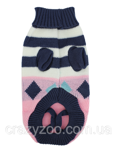 Свитер для собак и котов EcoToys Stripe S розовый бело-синяя полоска A: 20 см B: 28 см C: 18 см S-7031 | Зображення 1