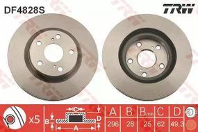 Гальмівний диск TOYOTA RAV4 III, Lexus ES, TRW (DF4828S)