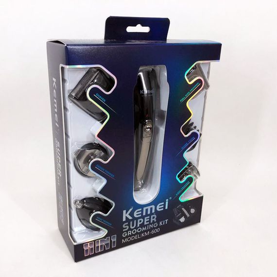 Тример чоловічий Kemei KM-600 універсальний 11 в 1 для стрижки волосся та гоління бороди та носа, бездротовий | Зображення 1