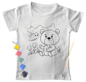 Дитячий набір для творчості Футболка Розмальовка "Ведмедик" біла 110