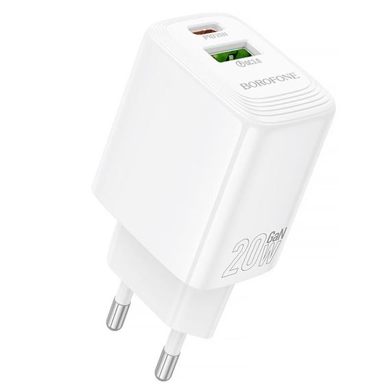 МЗП Borofone BN27 Fuente PD20W+QC3.0 (1USB-A/1C) White