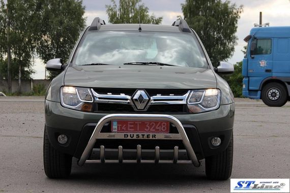 Кенгурятник с надписью WT004 (нерж.) для Dacia Duster 2008-2018 гг | Зображення 3