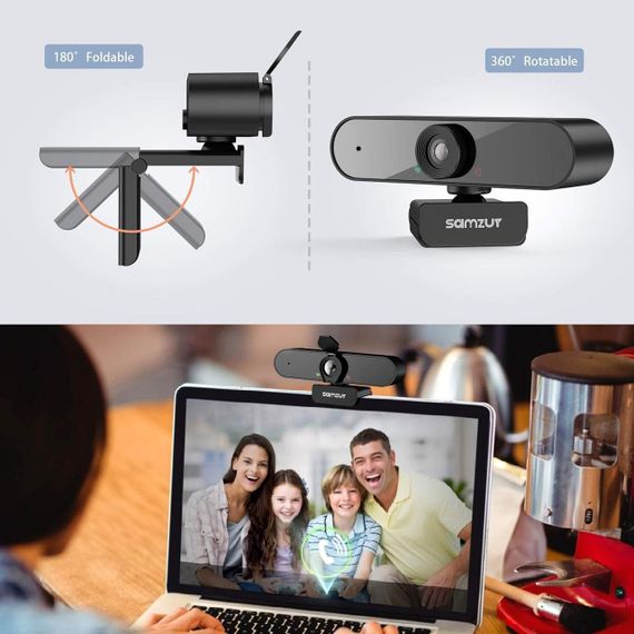 Вебкамера Full HD 1080p з мікрофоном та кришкою, для ПК ноутбука, 110° ширококутна, автофокус, для стрімінгу онлайн-уроків | Зображення 1