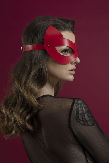 Маска кішечки Feral Feelings - Kitten Mask, натуральна шкіра, червона Sex Aura | Зображення 2