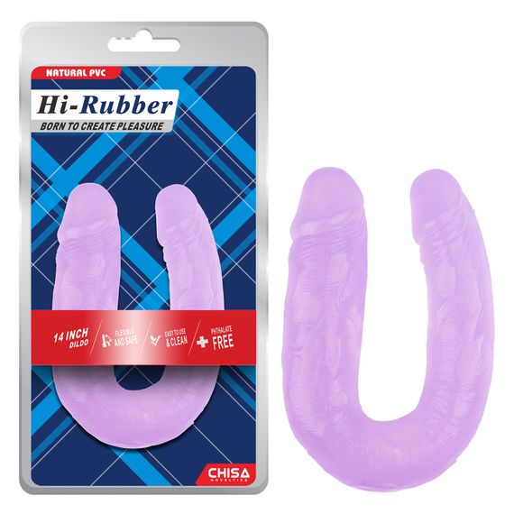 Фалоімітатор подвійний Chisa Hi-Rubber, фіолетовий Sex Aura