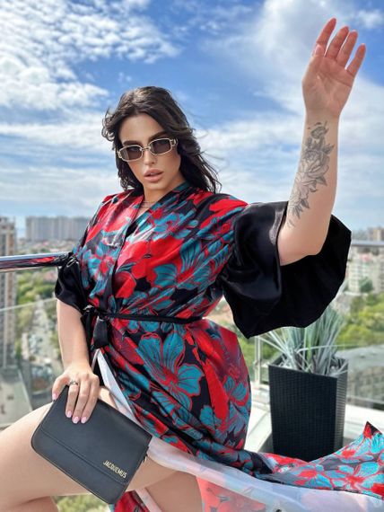 Розкішна шовкова довга туніка PLUS SIZE | Зображення 7