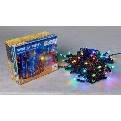 Гирлянда Delux ICICLE flash 75LED 2 х 0.7 м мульти/черный IP44 EN (90012955) | Зображення 1