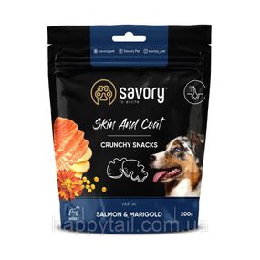 Хрусткі ласощі Savory Skin and Coat with Salmon and Marigolds для собак усіх порід для здоров’я шкіри та шерсті