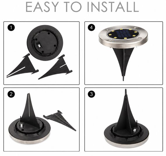 Садовый уличный светодиодный фонарь-подсветка на солнечной батарее Solar Pathway Lights 4шт 7см | Зображення 3
