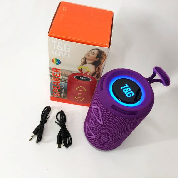 Bluetooth колонка портативна TG656 FM-радіо, потужна переносна акустична колонка. Колір: фіолетовий | Зображення 1