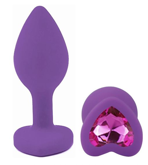 Анальная пробка EGZO Silicone Violet Heart Plug S фиолетовая гладкая с кристаллом Sex Aura | Зображення 1