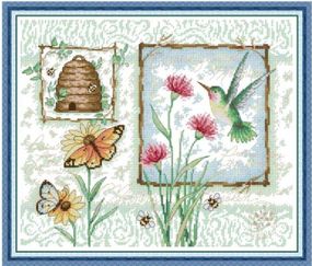 Набір для вишивання за нанесеною на канву схемою "Flowers Nectar and Lnsects". AIDA 14CT printed 38*33 см