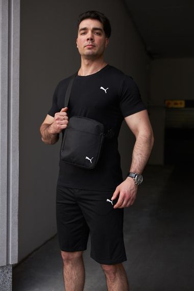 Комплект чоловічий Puma: футболка чорна + шорти чорні + барсетка чорна (9986866539)
