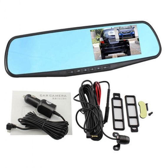 Автомобільне дзеркало відеореєстратор для машини на 2 камери VEHICLE BLACKBOX DVR 1080p камерою заднього огляду. | Зображення 4