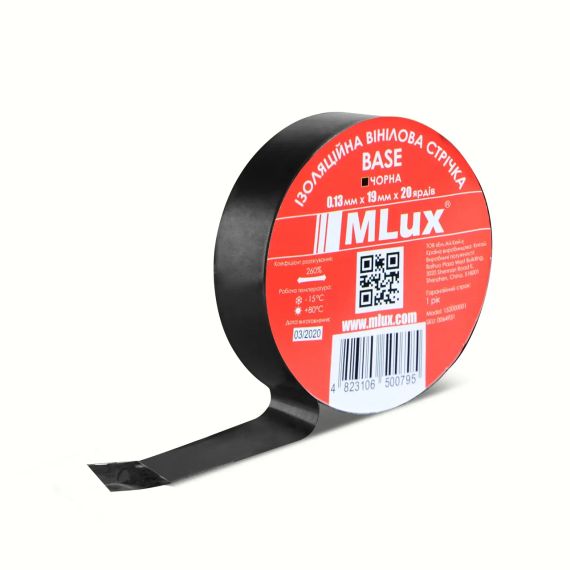 Вінілова ізоляційна стрічка MLux BASE 19 мм х 20 ярдів  Чорна | Зображення 5