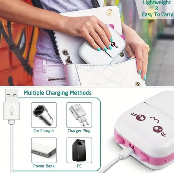 Портативний мінітермопринтер Bluetooth для етикеток і нотаток, безчорнильний кишеньковий принтер Рожевий | Зображення 2