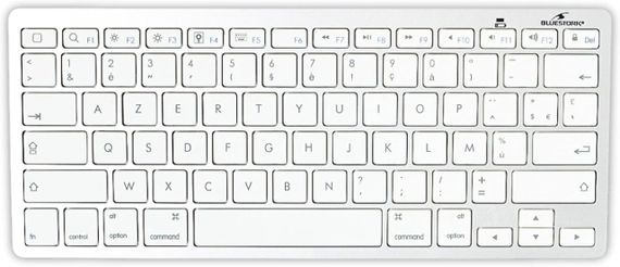 Бездротова клавіатура Bluetooth Bluestork компактна, ультратонка AZERTY, легка тиха міні-клавіатура для Mac, iPad, iPhone біла
