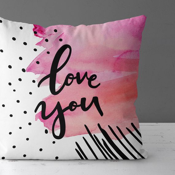 Подушка габардинова з принтом Love you 30x30 см (3P_18L068)