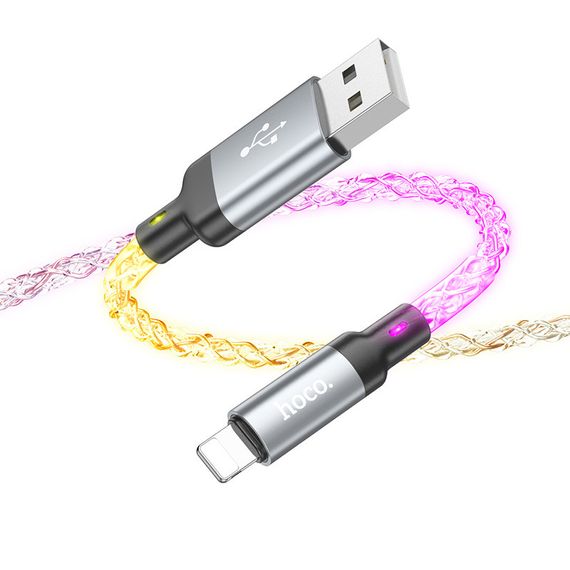 Дата кабель Hoco U112 Shine 2.4A USB to Lightning (1m) Gray | Зображення 3
