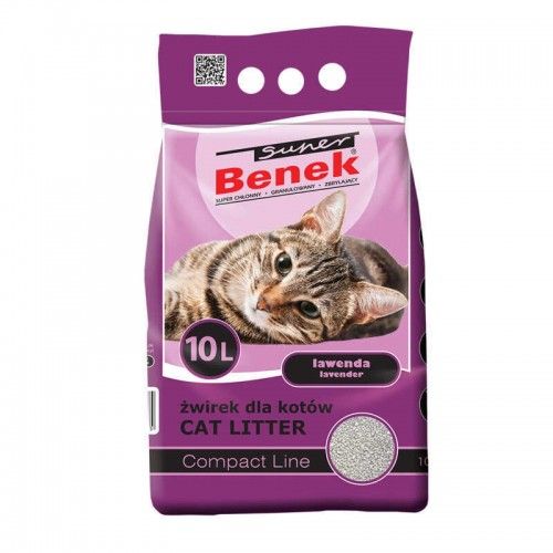 Бентонітовий наповнювач Super Benek Compact Line Lavender з ароматом лаванди 10 л