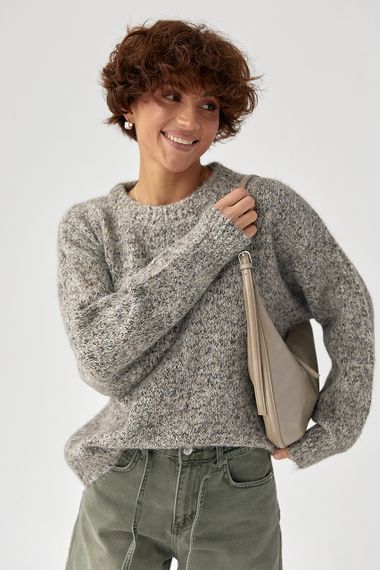 В'язана вільна кофта меланж - кавовий цвет, ONE SIZE (є розміри) | Зображення 4