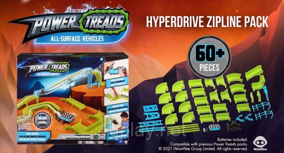 Трек машины вездеходы WowWee Power Treads. Большой игровой набор Hyperdrive Zipline Pack 60+ составляющих | Зображення 6
