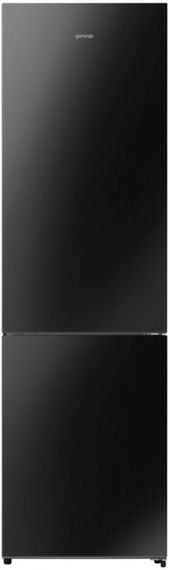 Холодильник Gorenje NRK620EABG4 з нижньою морозильною камерою,  2 двері, 243л, 110л, A++, NoFrost Plus, дисплей, Fresh zone, чорне скло (NRK620EABG4)