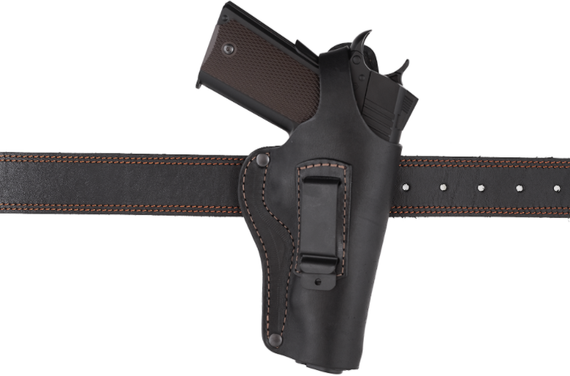 Кобура Colt 1911 поясная + скрытого внутрибрючного ношения не формованная с клипсой (кожа, чёрная) MAS | Зображення 2