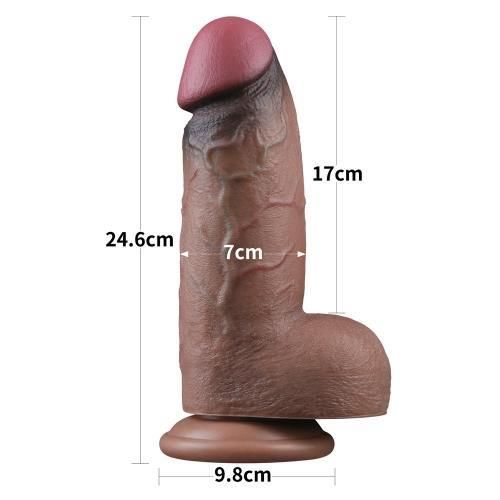 Фалоімітатор - Dual-Layered Silicone Cock XXL 9.5" Brown Sex Aura | Зображення 1
