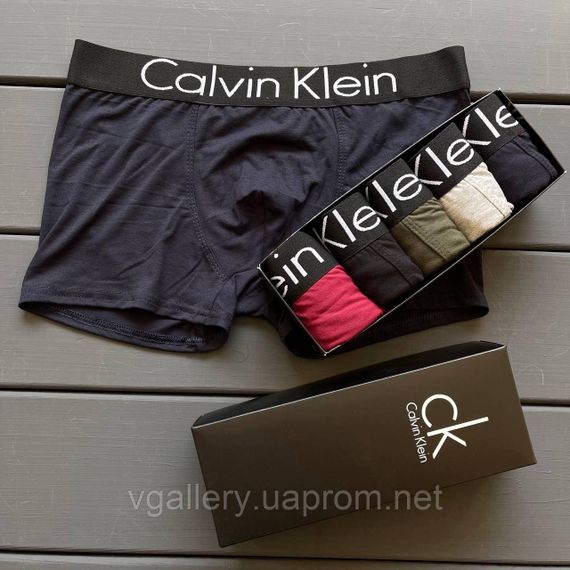 Мужской набор Calvin Klein Steel Black, мужские трусы Кельвин Кляйн в коробке на 4 штук, набор трусов Модал
