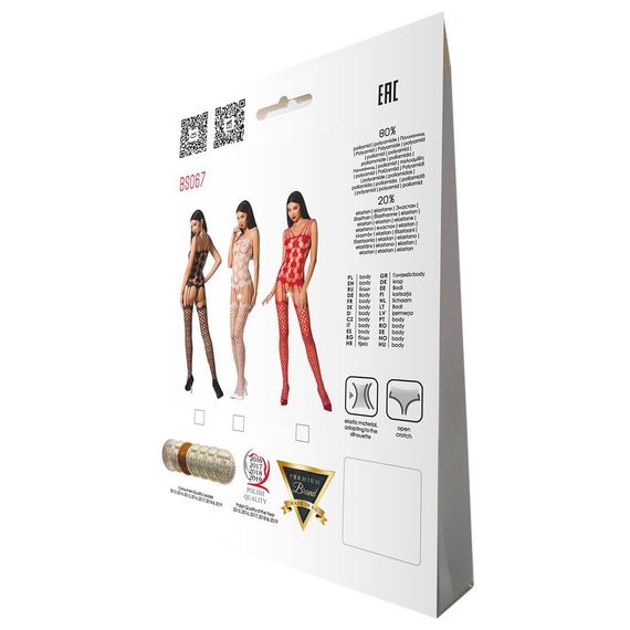 Бодістокінг Passion BS067 black, комбінезон, імітація панчох і топа на бретелях, S/M/L | Зображення 7