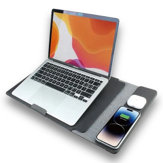 Подставка-чехол для ноутбука STAND S100 с БЗУ 4in1 15W (13-14'') Black | Зображення 1