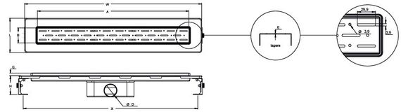 Душовий канал з горизонтальним фланцем Maxiflow Standart Line 80 см решітка "Хвиля" (4022.TY050K.080.1) | Зображення 3