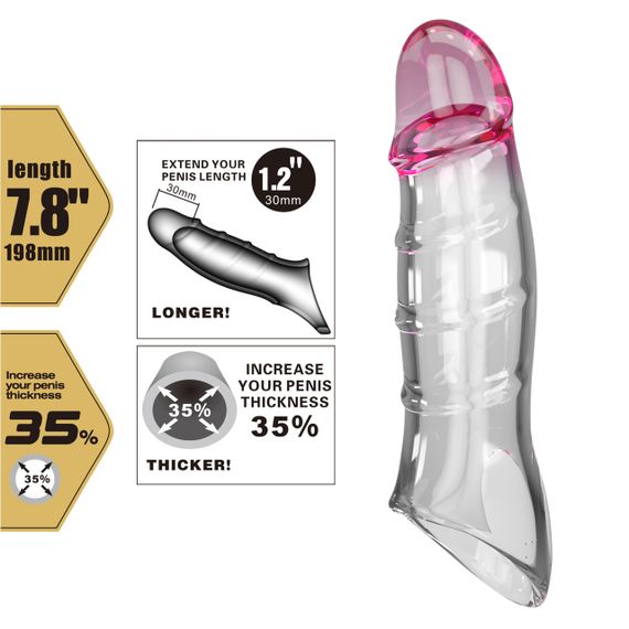 Насадка-презерватив PRETTY LOVE - Damell Penis Sleeve Clear Pink, BI-026278NM Sex Aura | Зображення 1