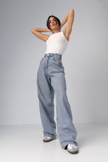 Женские широкие джинсы wide-leg - синий цвет, 34р (есть размеры) | Зображення 5