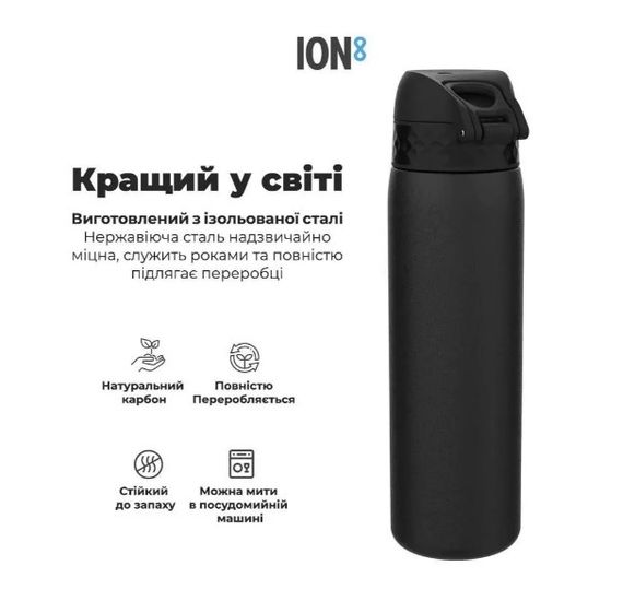 Пляшка для води металева вакуумна ION8 500 мл Vacuum Insulated Black (I8TS500BLK) | Зображення 1