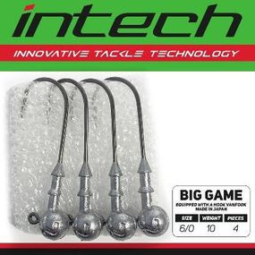 Джиг-головка, Гачки риболовні для силіконових приманок Intech Інтеч Big Game Puncher №6/0 10g 4шт