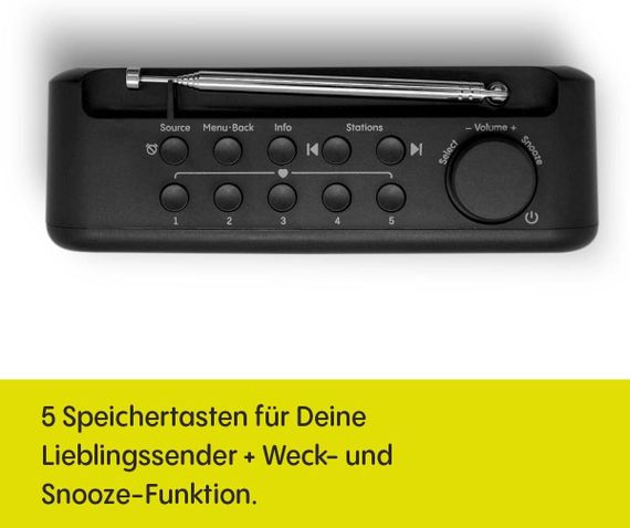 Радио портативное Pure DAB+/FM с Bluetooth, LCD-дисплеем, питание от сети или батареек, радиоприемник с часами | Зображення 4