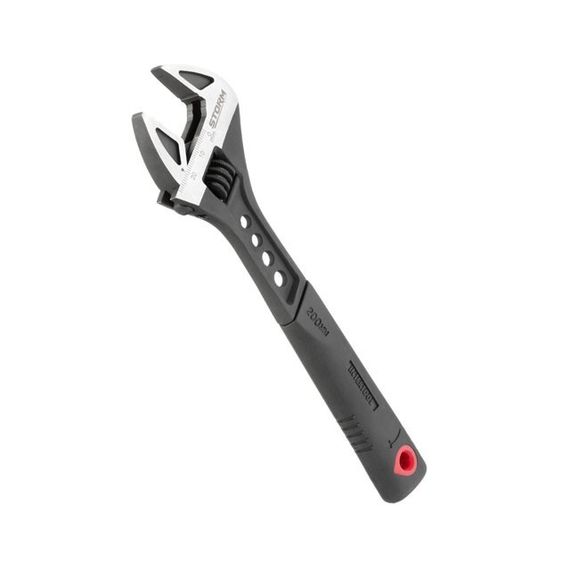 Ключ розвідний 200 мм кований, ручка TPR, HRC 40~50, Cr-V STORM INTERTOOL XT-00751