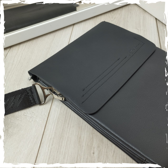 Сумка через плече чоловіча. Сумка чоловіча з якісної екошкіри. Сумка чорна чоловіча | Зображення 5