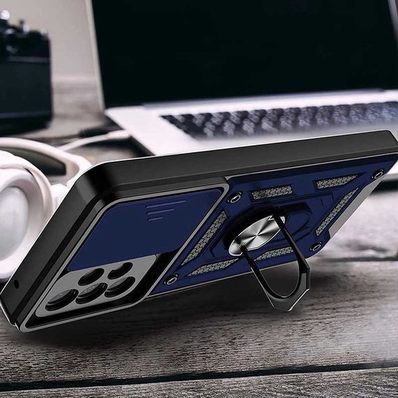 Ударопрочный чехол Camshield Serge Ring для Samsung Galaxy A73 5G TPU+PC, Шторка на камеру, Синий | Зображення 3