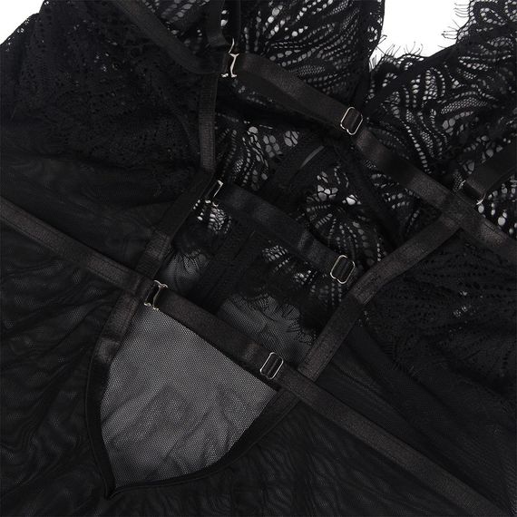Пеньюар з трусиками Star Night з мереживом на топі та спідниці, чорний, XS-S sexstyle | Зображення 6