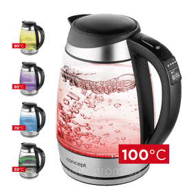 Електрочайник скляний швидкісного кип'ятіння з регулюванням температури 1.7 л Concept RK4120