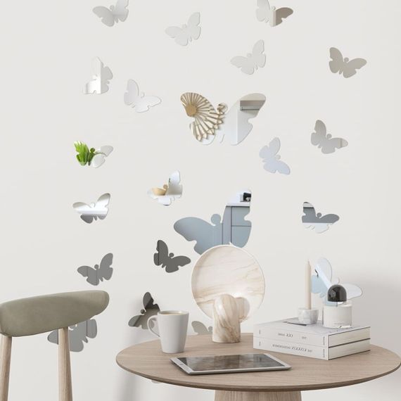 Дзеркальний декор акриловий самоклеючий Метелики срібло,25шт (D) SW-00002521 | Зображення 5