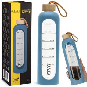 Пляшка для води спортивна 4FIZJO 1000 мл скляна Blue (P-5905973403894)