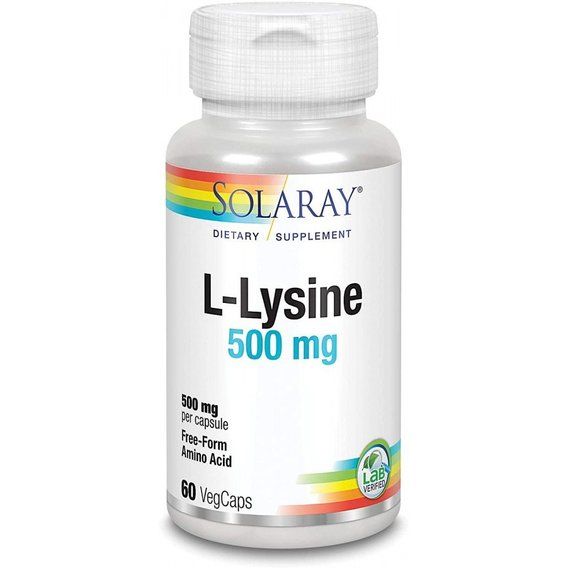 Амінокислота Лізін Solaray L-Lysine 500 mg 60 Veg Caps SOR-04940