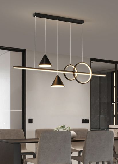 Люстра світлодіодна підвісна LED світильник для квартири на стелю лед 27599 Чорний 30-160х15х100 см. | Зображення 1