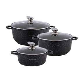 Набір каструль 7 пр (каструлі d20/24/28 см + прихватки) 4430 KAMILLE
