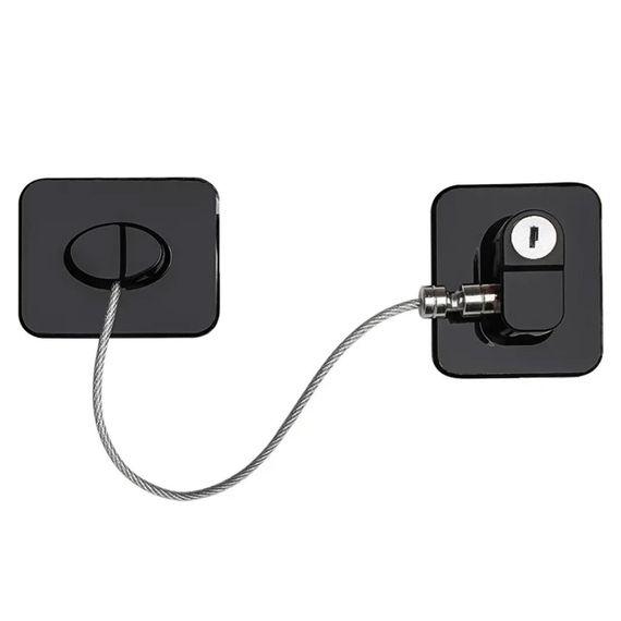 Замок блокіратор з тросом на вікна, двері + 2 ключа, Чорний / Захисний замок від дітей / Блокувальник вікон з ключем | Зображення 4